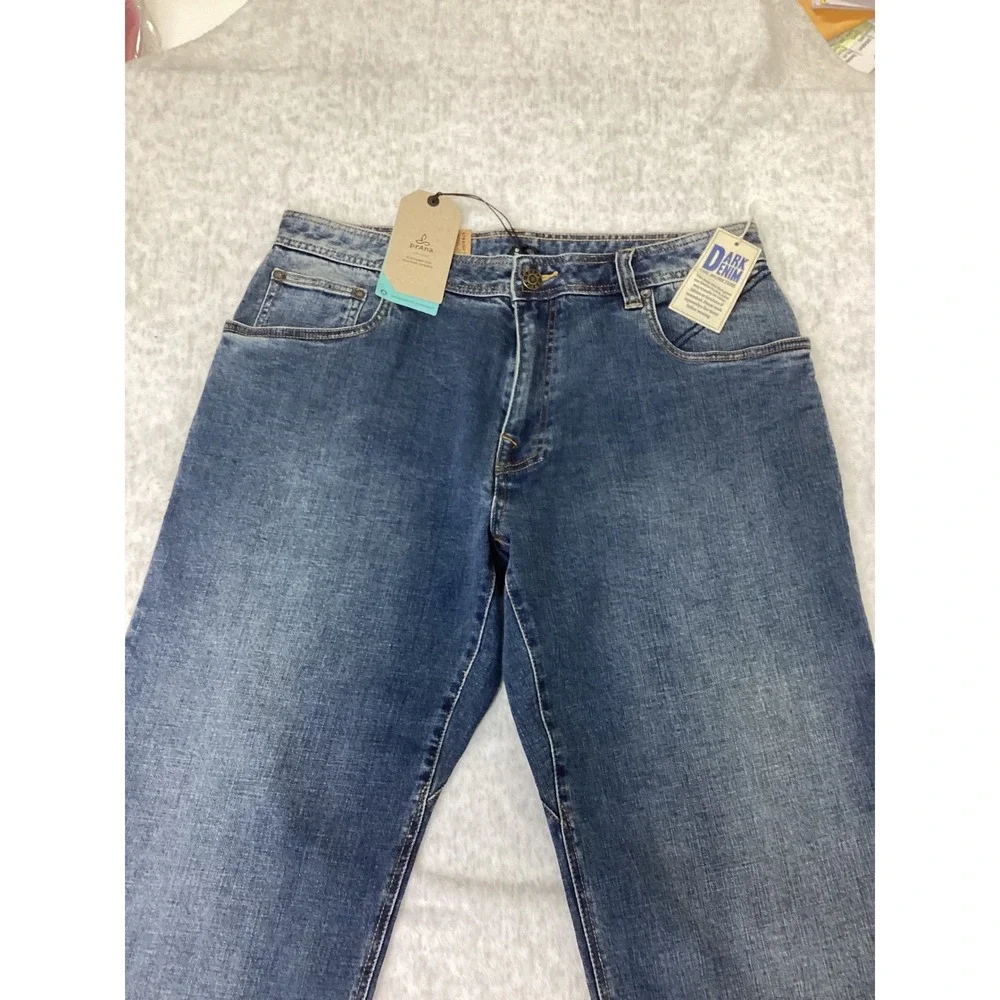 Prana Axiom Jean Mens34x30 Antique Stone Wash Straight Leg Organic Cotton Denim